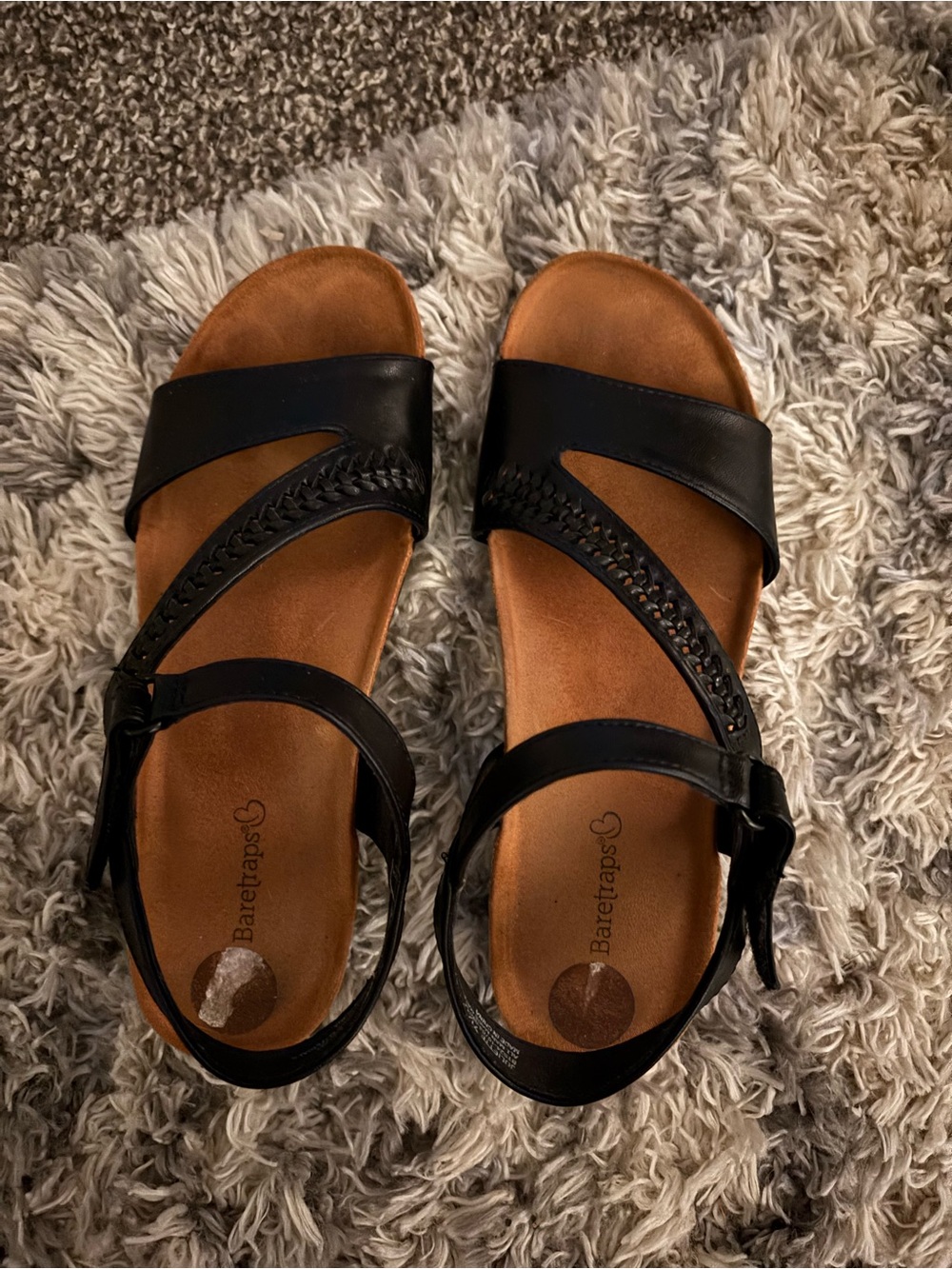 BareTraps Black Braided Strap Women's Sandals